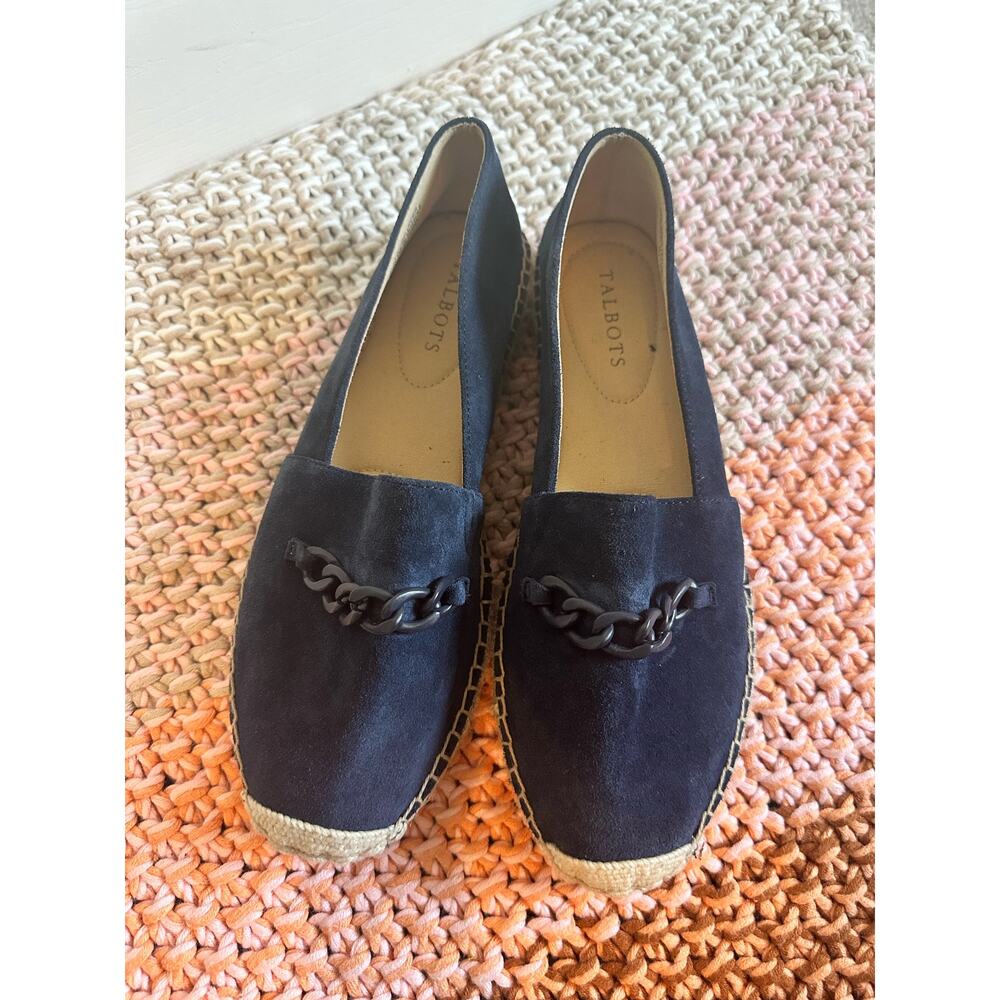 NWOT Talbots Hadley Blue Suede Chain Espadrille Loafers Size 9